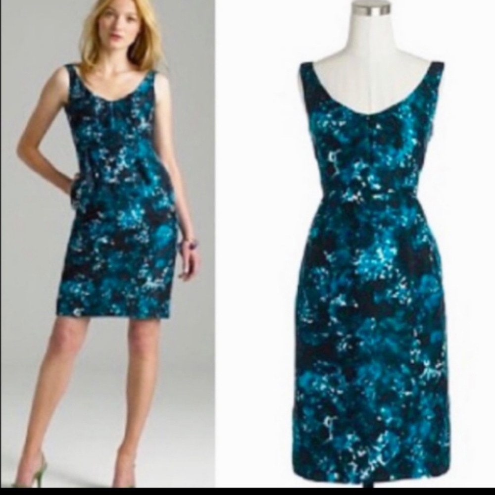 J. Crew 100% silk blue floral dress